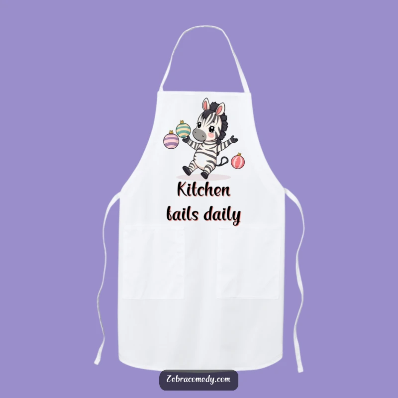Funny Tripping Zebra Apron - Kitchen Comical Juggling Zebra Bib, Hilarious Cooking Gift