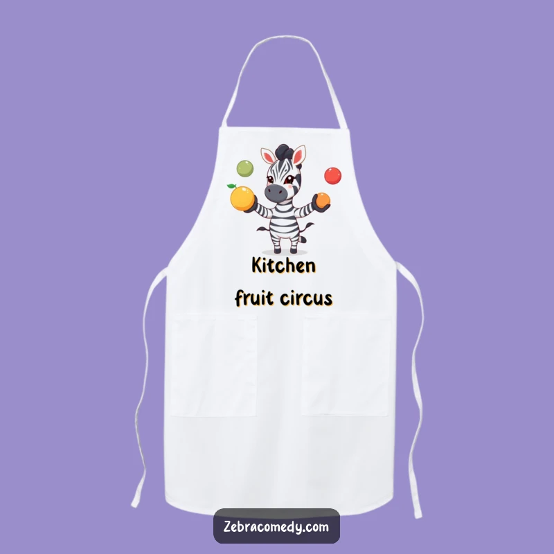 Funny Zebra Apron: Juggling Fruit, Playful Kitchen Gift