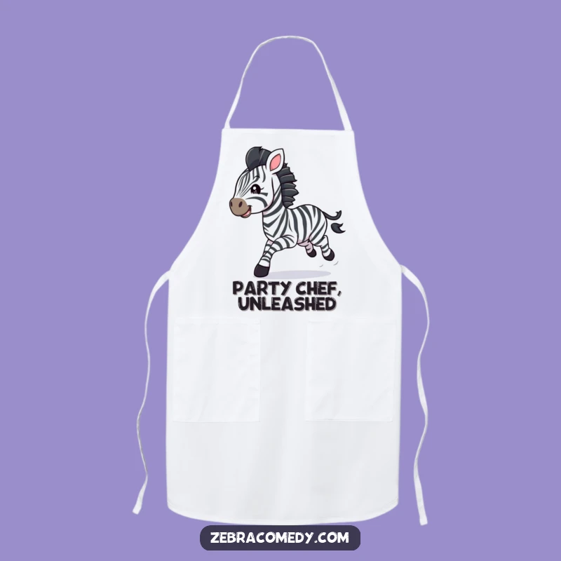 Funny Zebra Cub Galloping Apron: Kitchen Animal Lover Gift