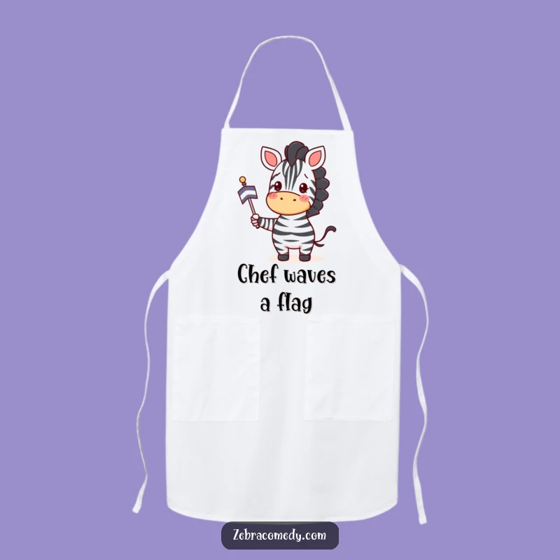 Funny Zebra Flag Waving Apron: Cook with Enthusiasm and Stripes