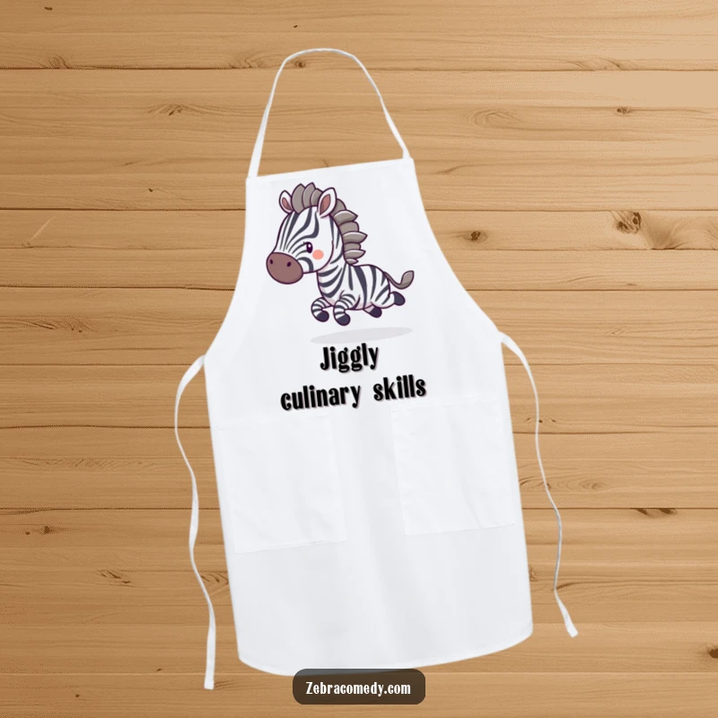 Funny Apron: A zebra character bounces with energetic, blurred stripes, bringing a touch of humorous motion to this kitchen essential.