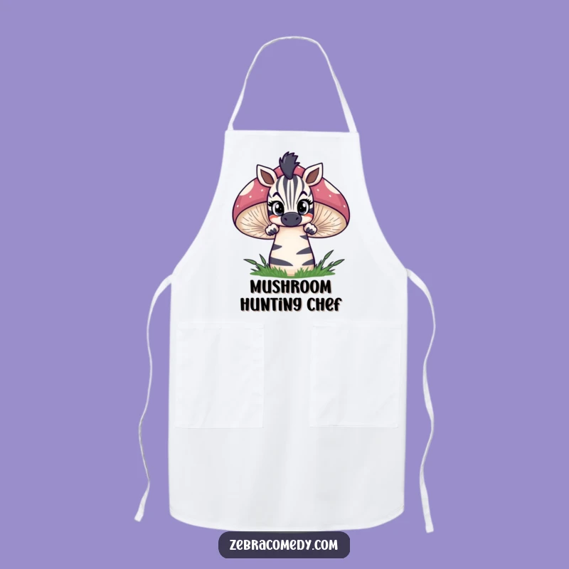 Funny Zebra Apron: Mushroom Peek, Whimsical Kitchen Gift