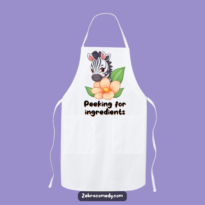Funny Zebra Peeking Apron - Hilarious Kitchen Accessory with Floral Flair