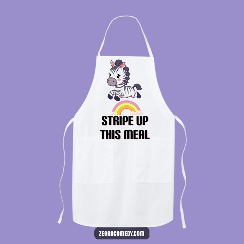 Funny Zebra Rainbow Jump Apron: Kitchen Magic with Stripes, Perfect Funny Gift