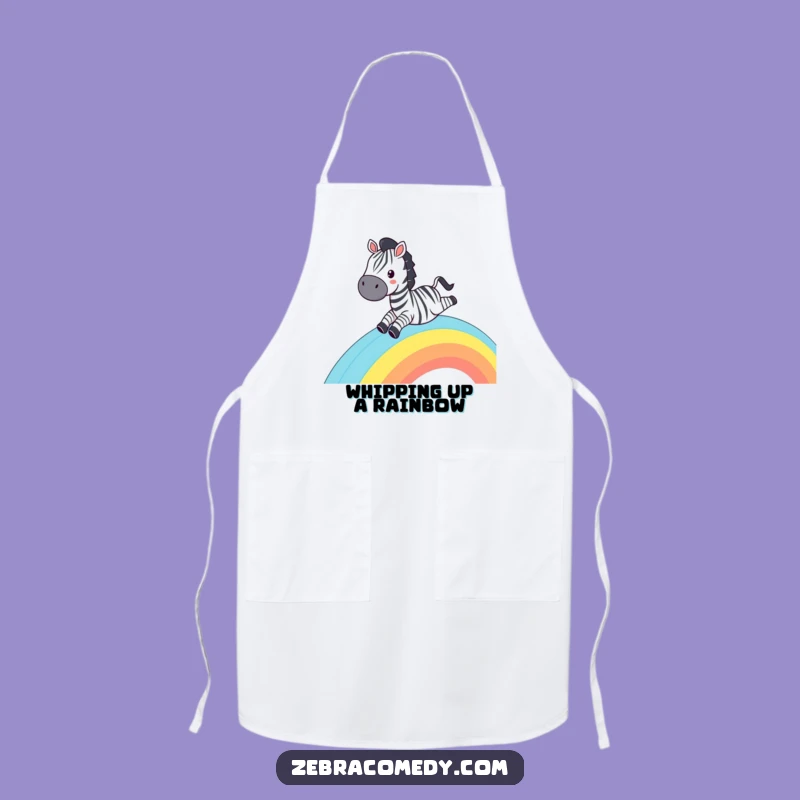 Funny Zebra Rainbow Slide Apron - Kitchen Grinning Zebra Bib, Hilarious Cooking Gift