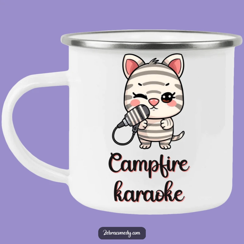 Funny Striped Microphone Camping Mug: Enjoy Your Brew with Hilarious Stage Vibes