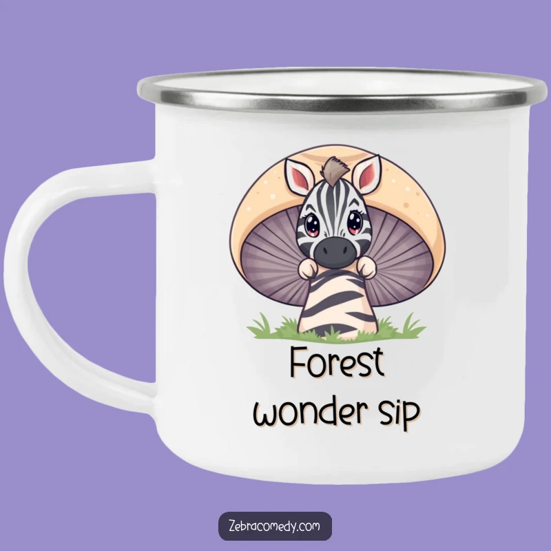 Funny Zebra Mushroom Peeking Camping Mug - Outdoor Cartoon Adventure Gift