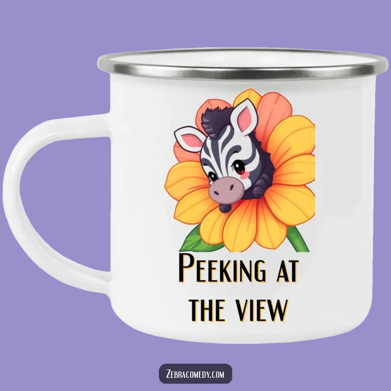 Funny Zebra Peek Camping Mug - Curious Fuel for Adventures