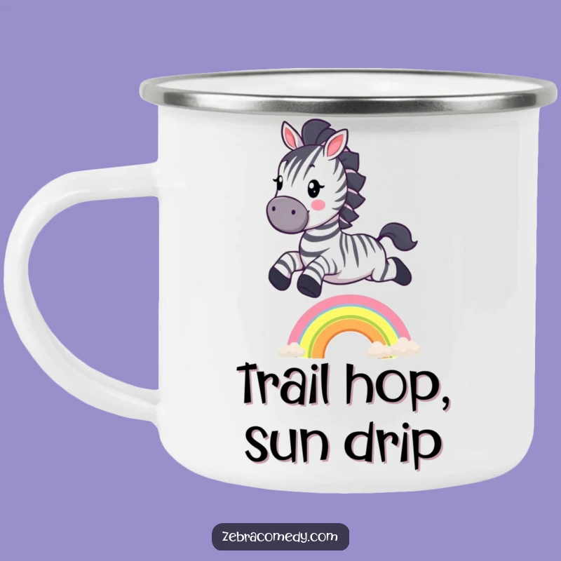 Funny Zebra Rainbow Jump Camping Mug: Adventure Over the Arc, Great Funny Gift