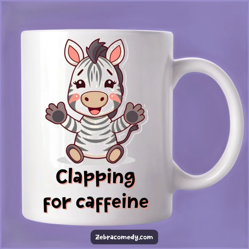 Funny Zebra Clapping Mug: Excited Hooves, Joyful Expression, Great Funny Gift