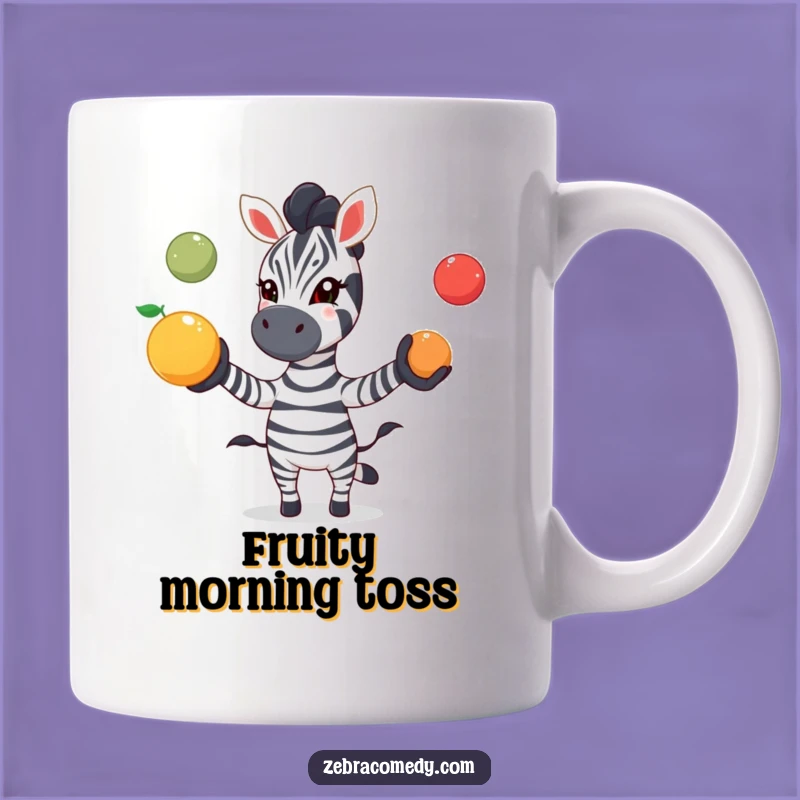 Funny Juggling Zebra Mug: Colorful Fruit Fun, Exciting Gift