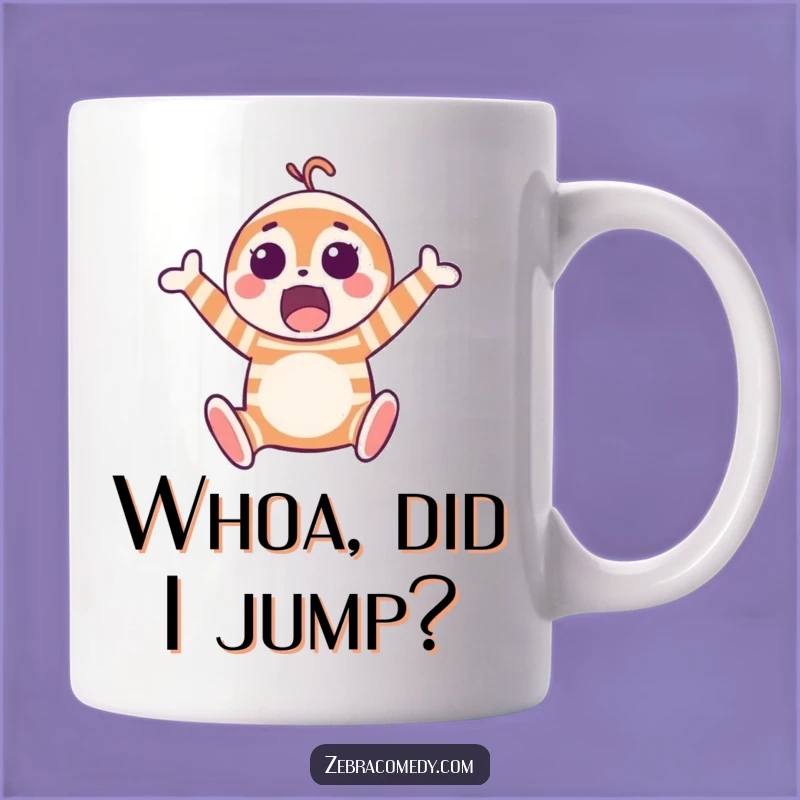 Funny Surprised Jumper Mug: A Joyful Leap Captured, Perfect Funny Gift!