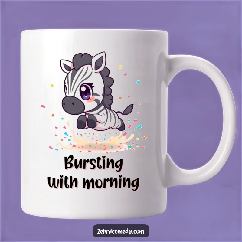Funny Zebra Confetti Leap Mug: Expressive Eyes & Fun, Perfect Gift for Parties