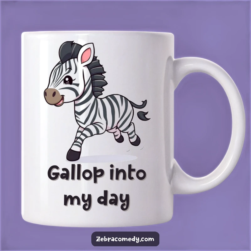 Funny Zebra Cub Galloping Mug: Joyful Animal Lover Gift