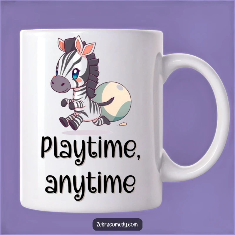 Funny Playful Zebra Mug: Ball Chase Fun, Perfect Humorous Gift!