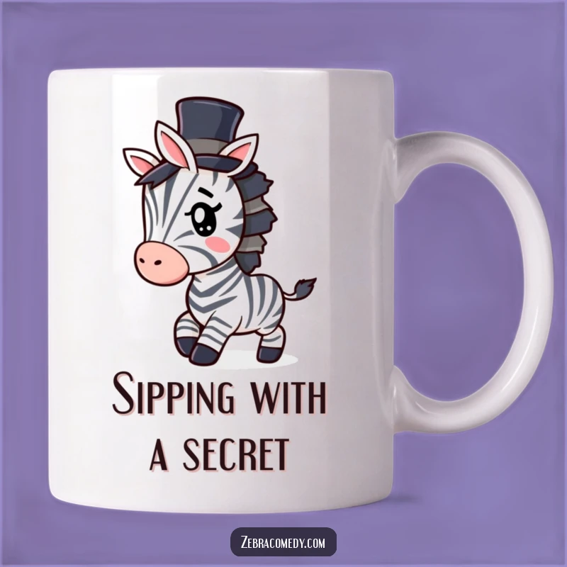 Funny Zebra Top Hat Mug: Mischievous Wink, Tiptoeing Style, Perfect Funny Gift