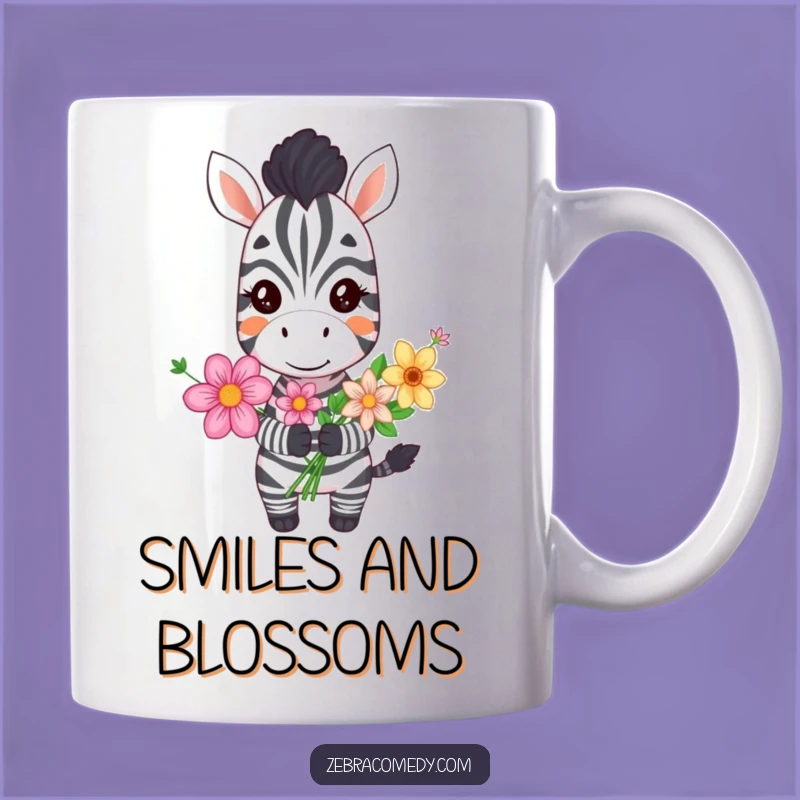 Funny Grinning Zebra Mug, A Cheerful Flower Gift for a Happy Day