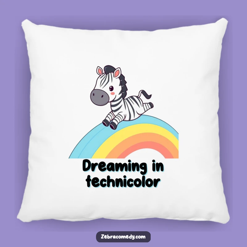 Funny Zebra Rainbow Slide Pillow - Soft Grinning Zebra Cushion, Cozy Humorous Gift