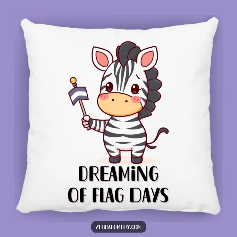 Funny Zebra Flag Waving Accent Pillow: Comfy Cheer with a Striped Friend