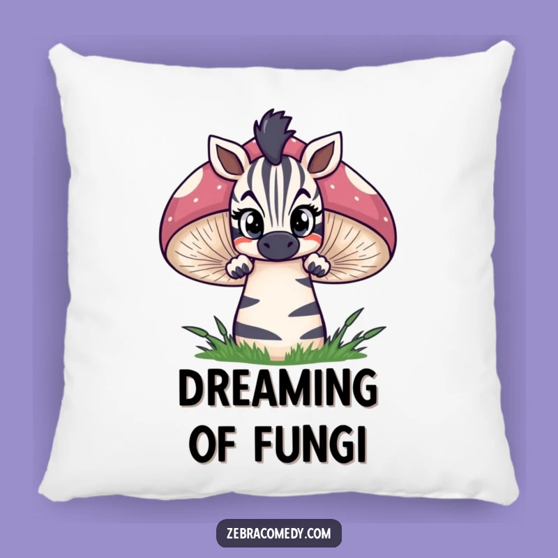 Funny Zebra Pillow: Mushroom Peek Curiosity, Soft Whimsical Comfort