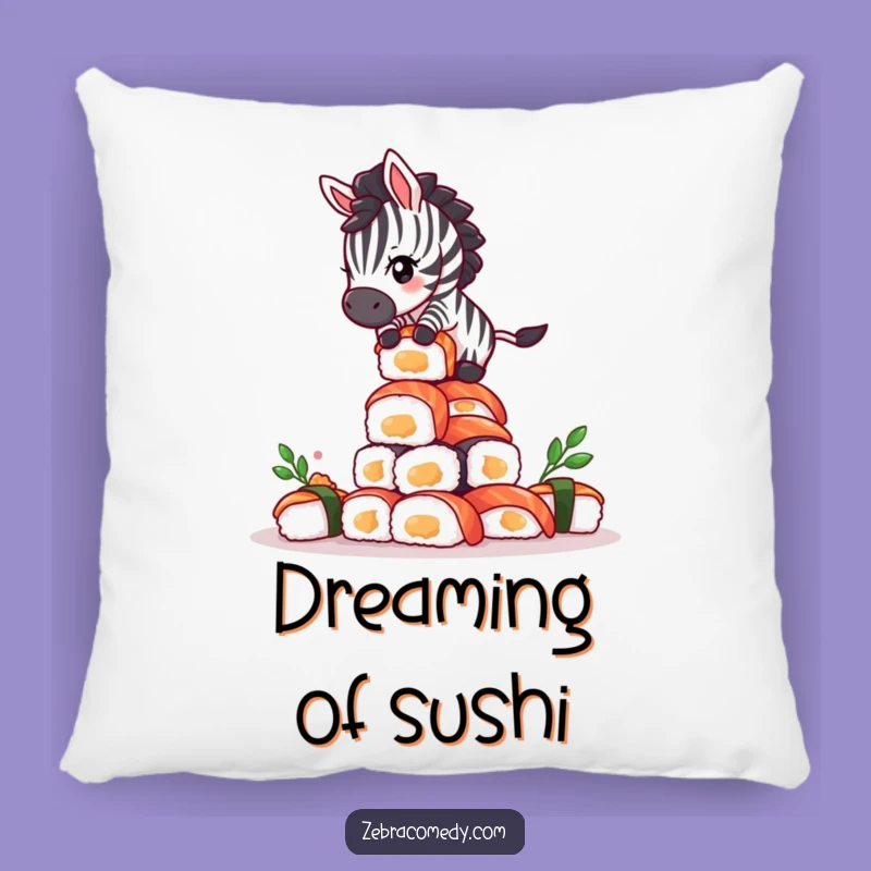 Funny Zebra Sushi Pillow - Giddy Balancing Act Cushion, Cozy Humor Gift