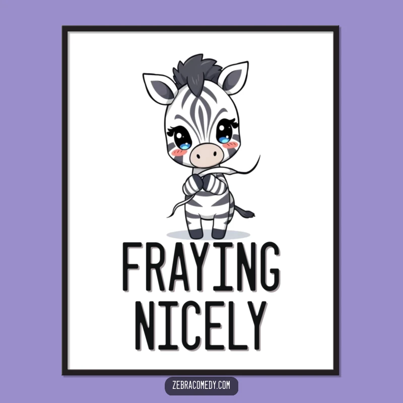 Funny Zebra Digital Art: Unraveling Chaos, Perfect Humorous Wall Gift!