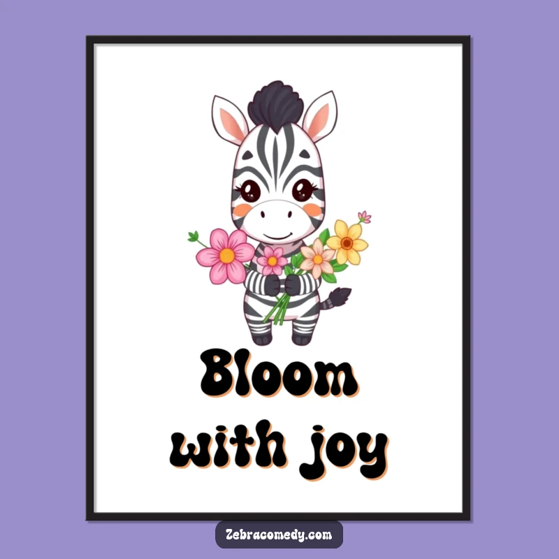 Funny Grinning Zebra Digital Art, Instant Cheer for Your Walls, a Joyful Gift