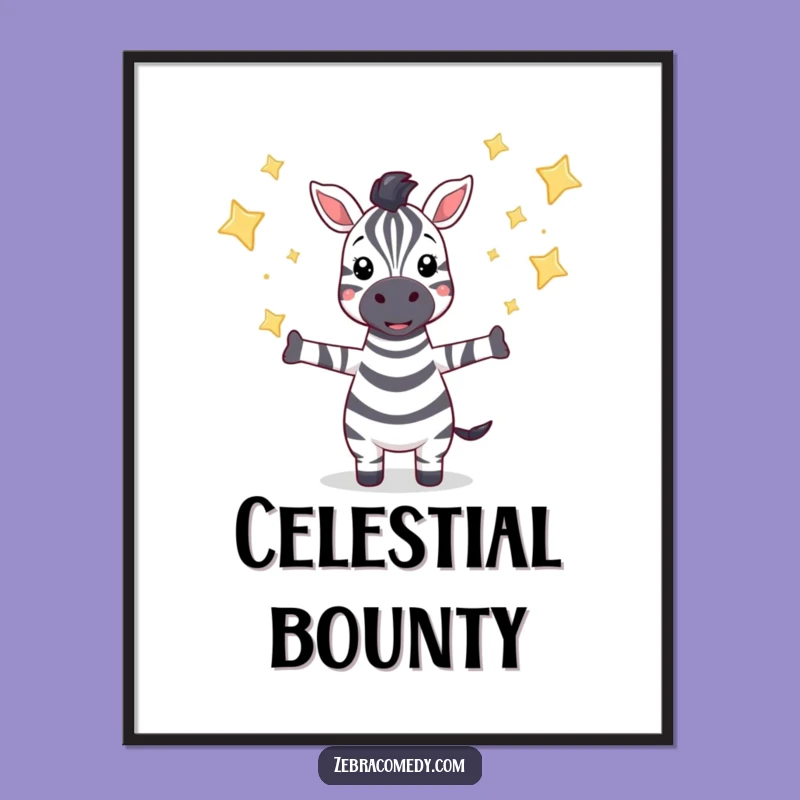 Funny Star Catcher Zebra Digital Art: Instant Cosmic Decor, Perfect Funny Gift!