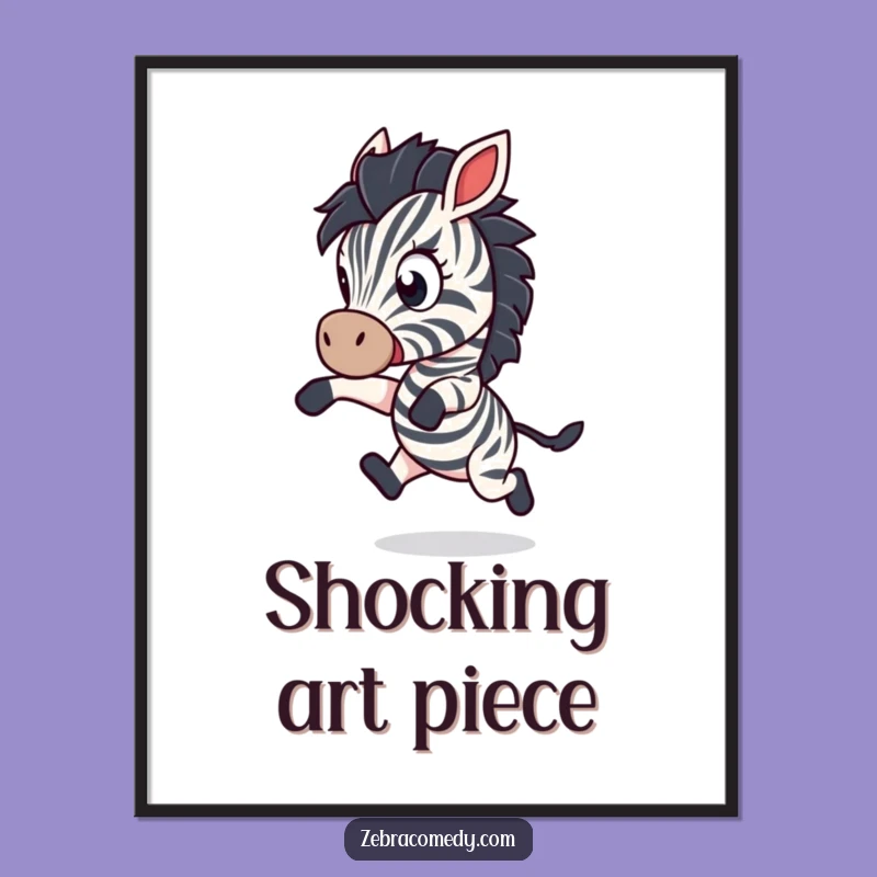 Funny Startled Zebra Digital Art Print: Hilarious Wall Art of Shock
