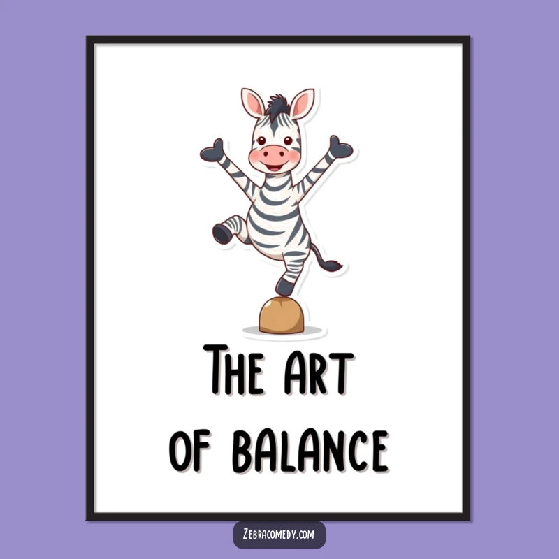 Funny Zebra Digital Art: Balancing Hoove Joy, Instant Funny Gift