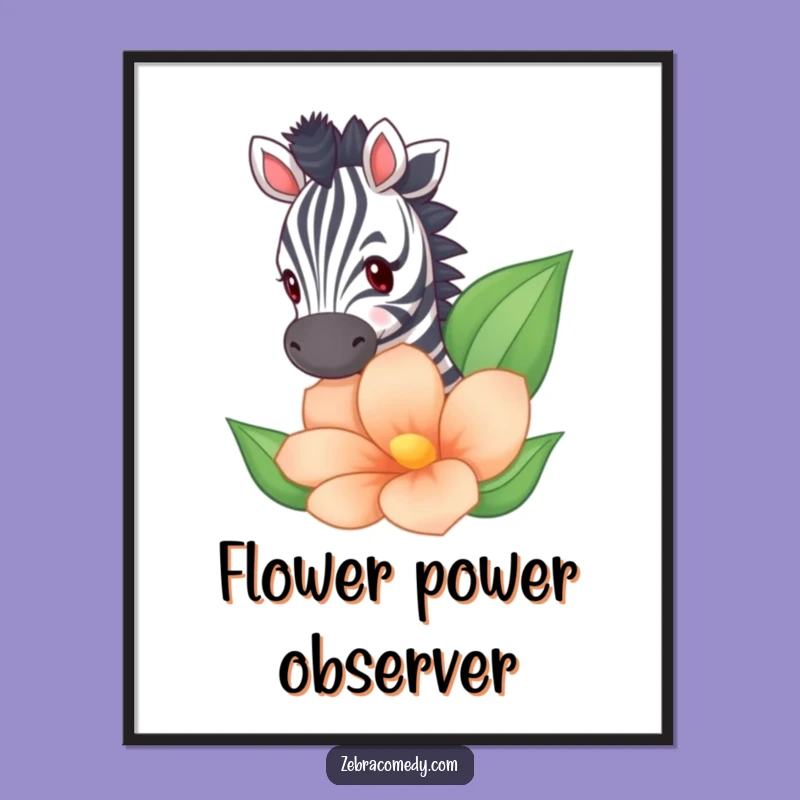 Funny Zebra Peeking Digital Art - Instant Hilarious & Whimsical Wall Decor