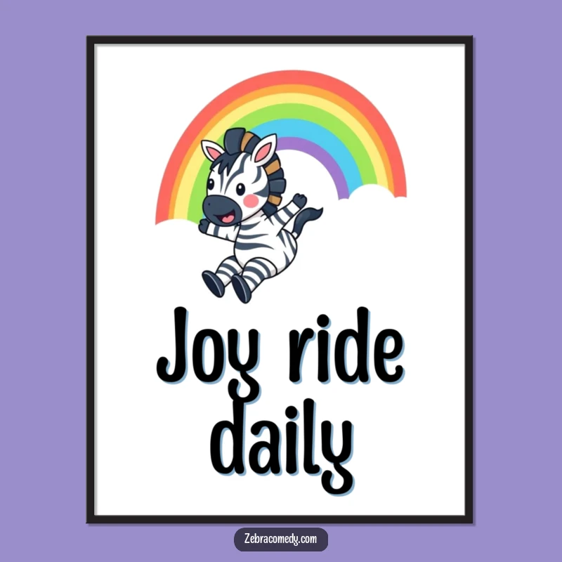 Funny Zebra Rainbow Slide Digital Print: Instant Joy for Your Walls, Perfect Funny Gift