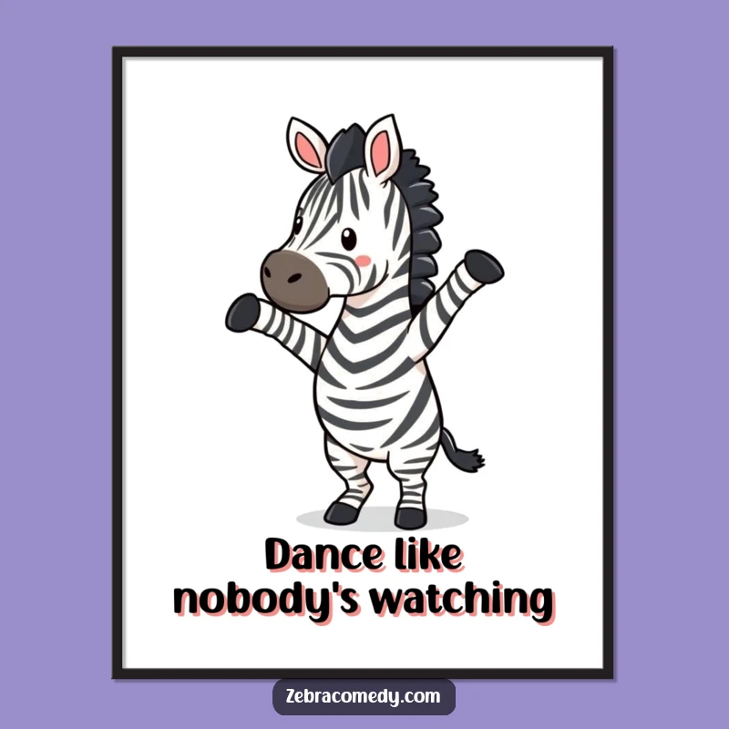 Funny Zebra Silly Dance Digital Art Print - Energetic Cartoon Decor