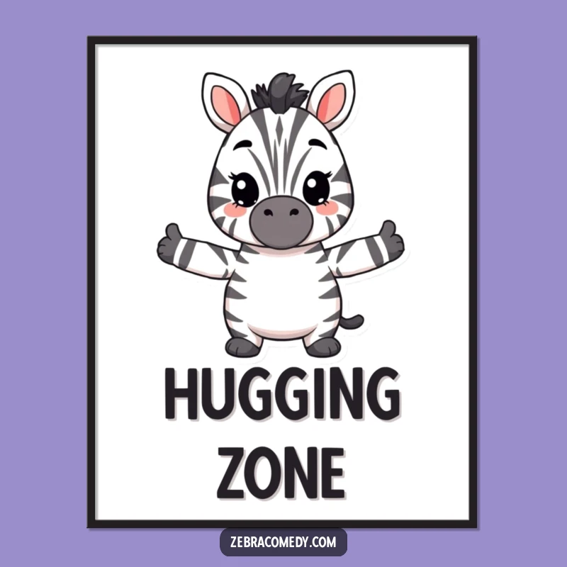 Funny Hugging Zebra Digital Art, Instant Cuddles for Your Walls, a Sweet Gift