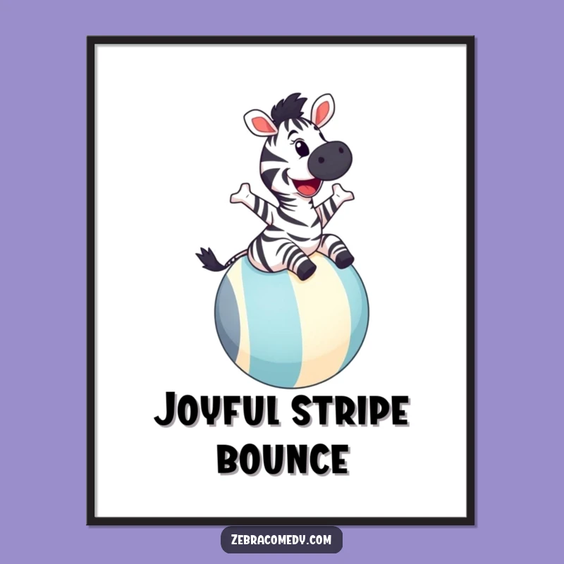 Funny Zebra Digital Art: Joyful Bounce, Instant Download Gift