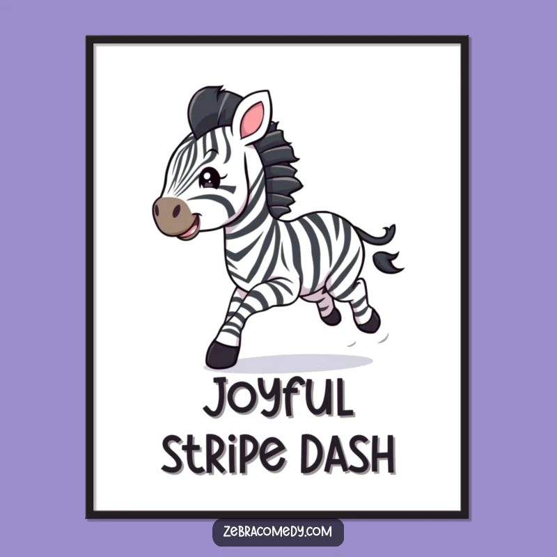 Instant Funny Zebra Cub Galloping Digital Art: Printable Animal Decor