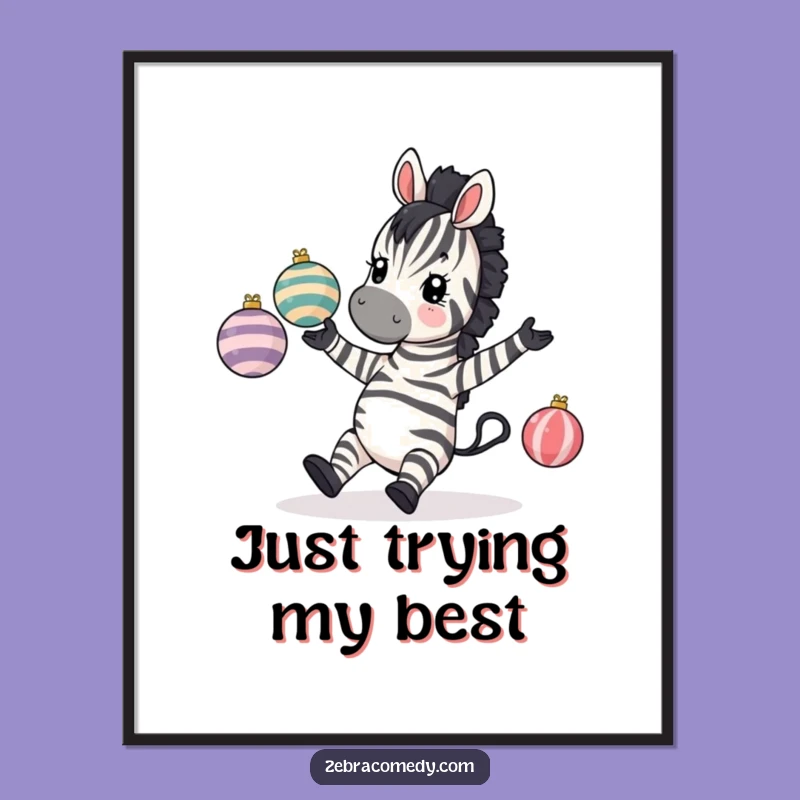 Funny Tripping Zebra Digital Art - Printable Comical Juggling Zebra Decor, Instant Humorous Gift