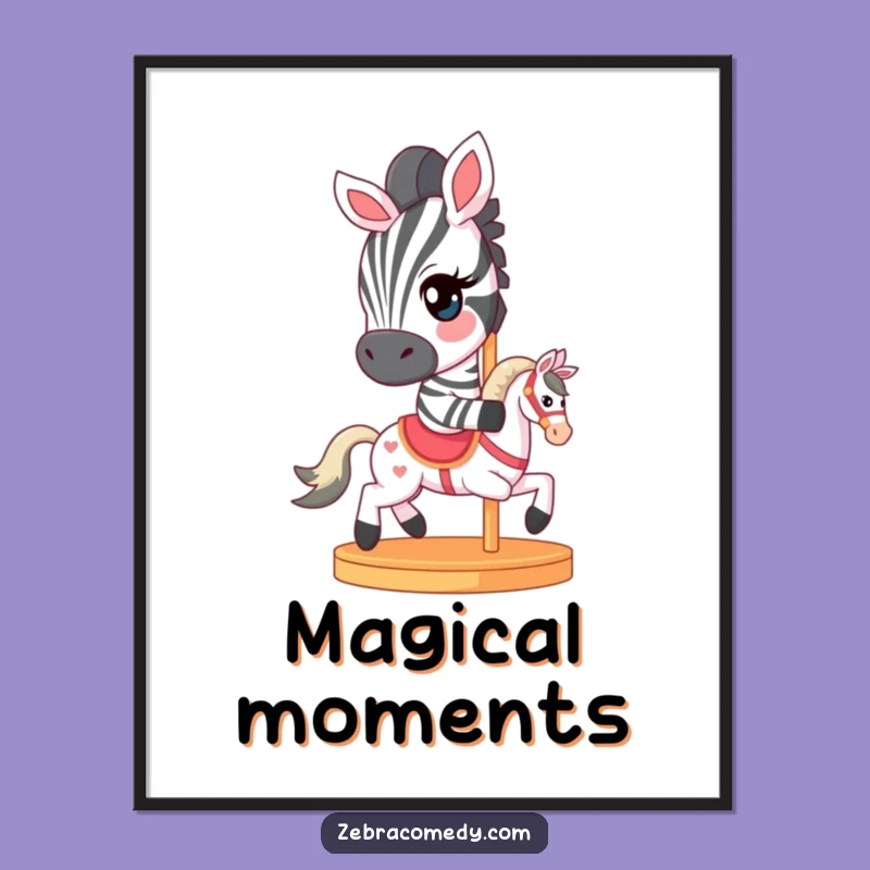 Funny Zebra Digital Art: Carousel Whimsy, Perfect Humorous Wall Gift!