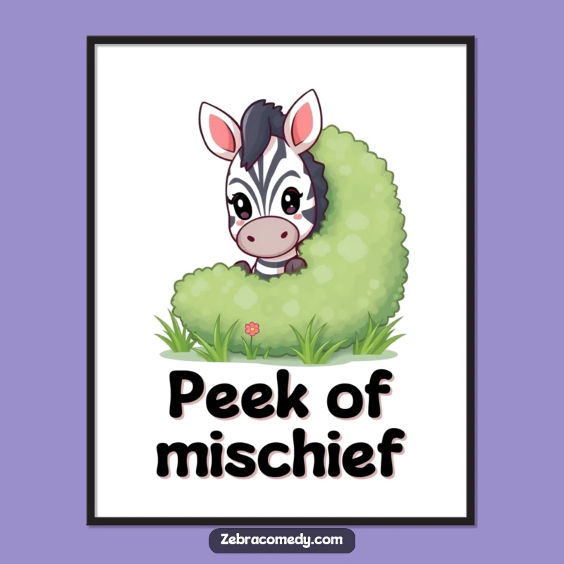Funny Peeking Zebra Digital Art, Instant Playfulness for Your Walls, a Fun Gift