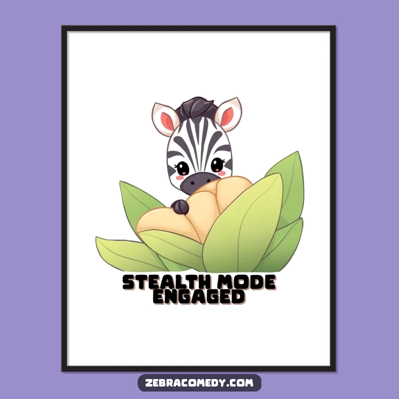 Funny Zebra Hiding Digital Print: Instant Mystery for Your Walls, Perfect Funny Gift