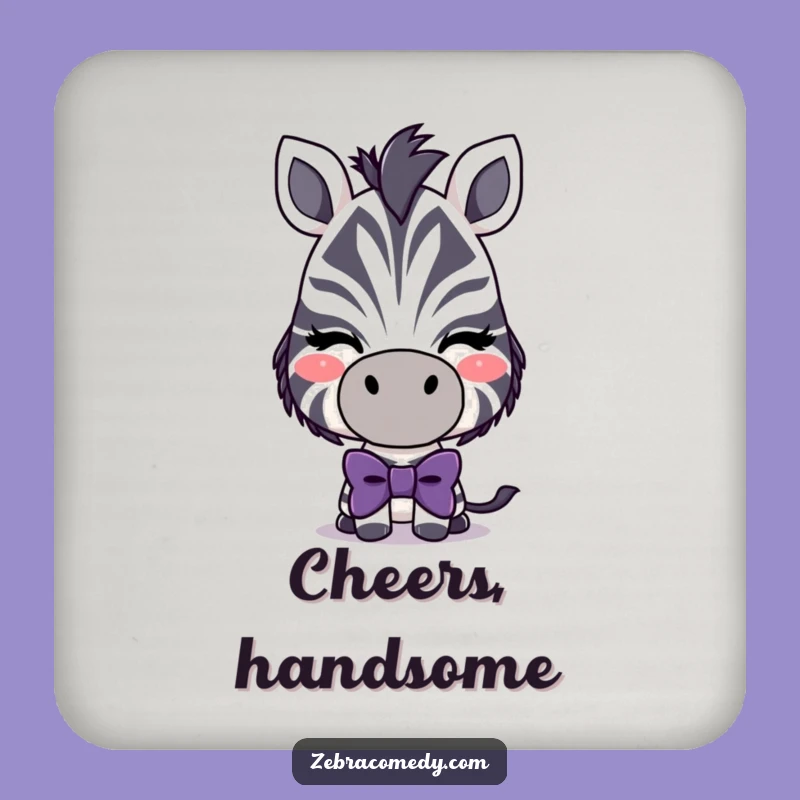Funny Zebra Bowtie Coasters (Set of 4) - Winking Art, Protect Surfaces Gift