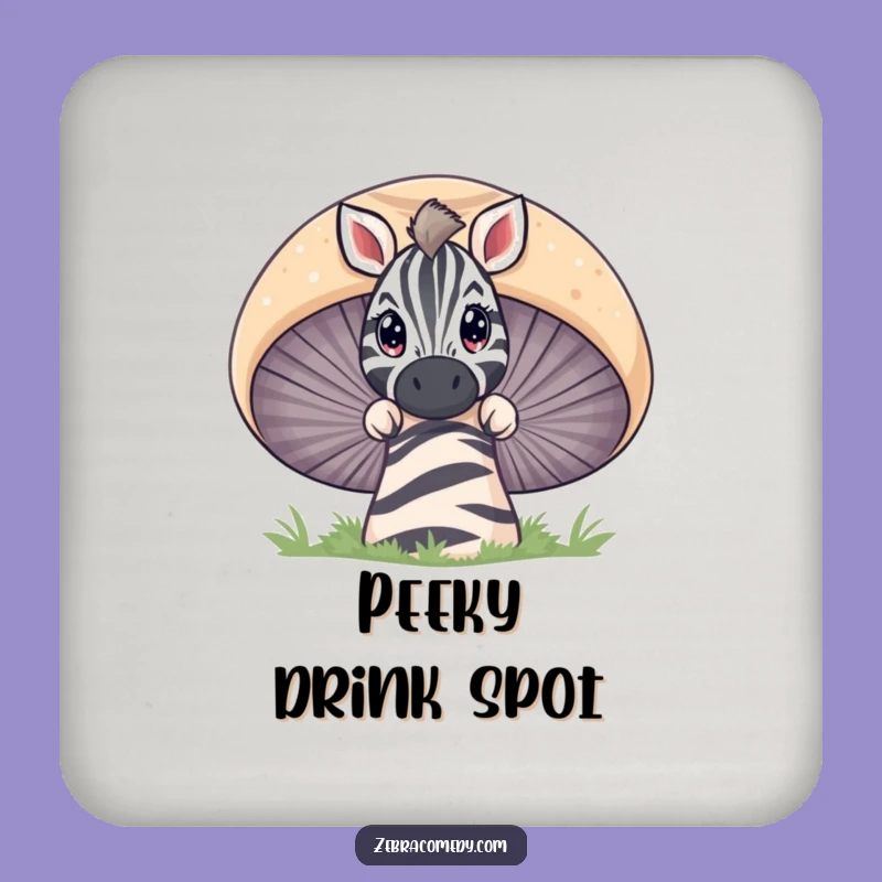 Funny Zebra Mushroom Coaster - Whimsical Curious Cartoon Drink Accessory