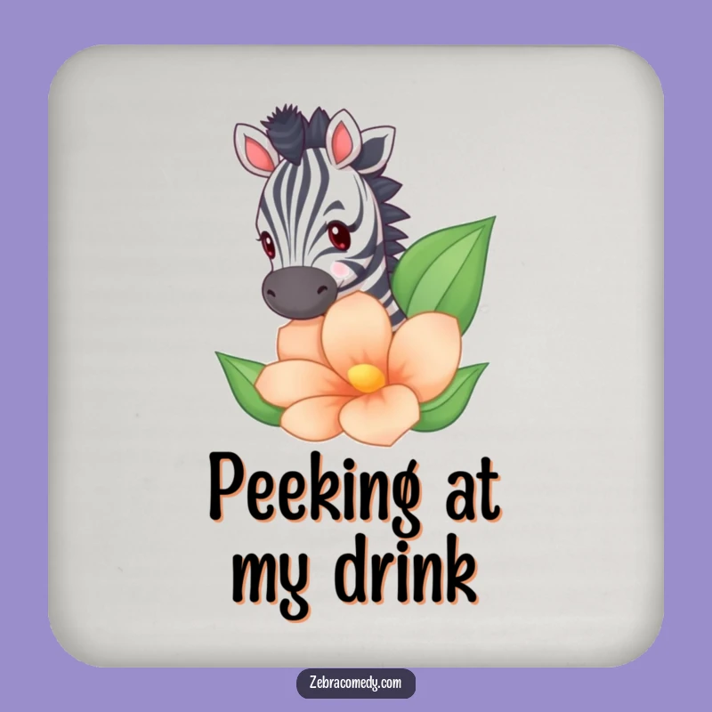 Funny Zebra Peeking Coaster - Hilarious Protection with a Floral Hideaway