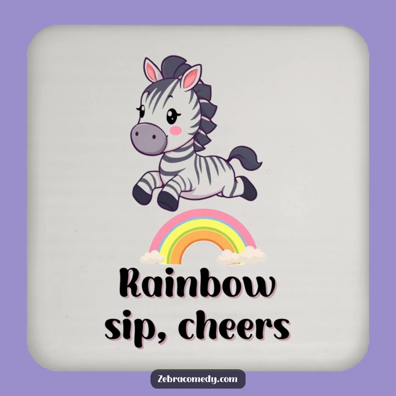 Funny Zebra Rainbow Jump Coaster: Protect Surfaces with Whimsy, Perfect Funny Gift