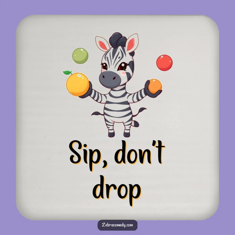 Funny Zebra Coaster: Juggling Fruit Protection, Playful Gift