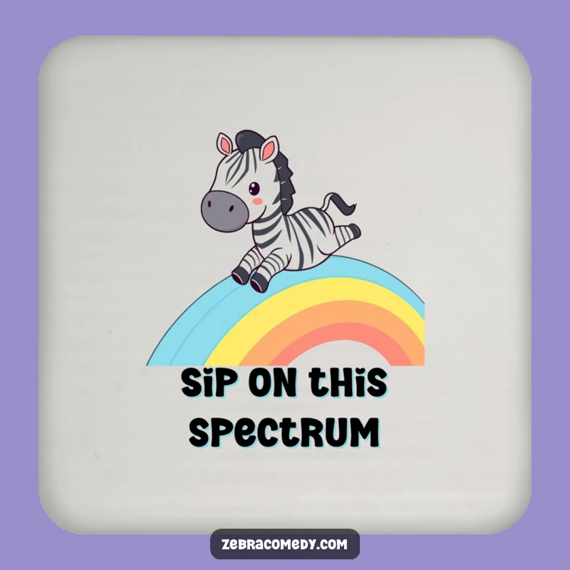 Funny Zebra Rainbow Slide Coaster - Grinning Zebra Drink Protector, Humorous Accessory