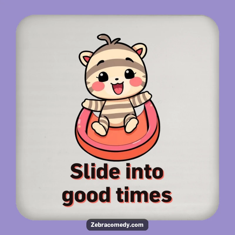 Funny Striped Character Rainbow Slide Drink Coaster: Protect Surfaces with Humor