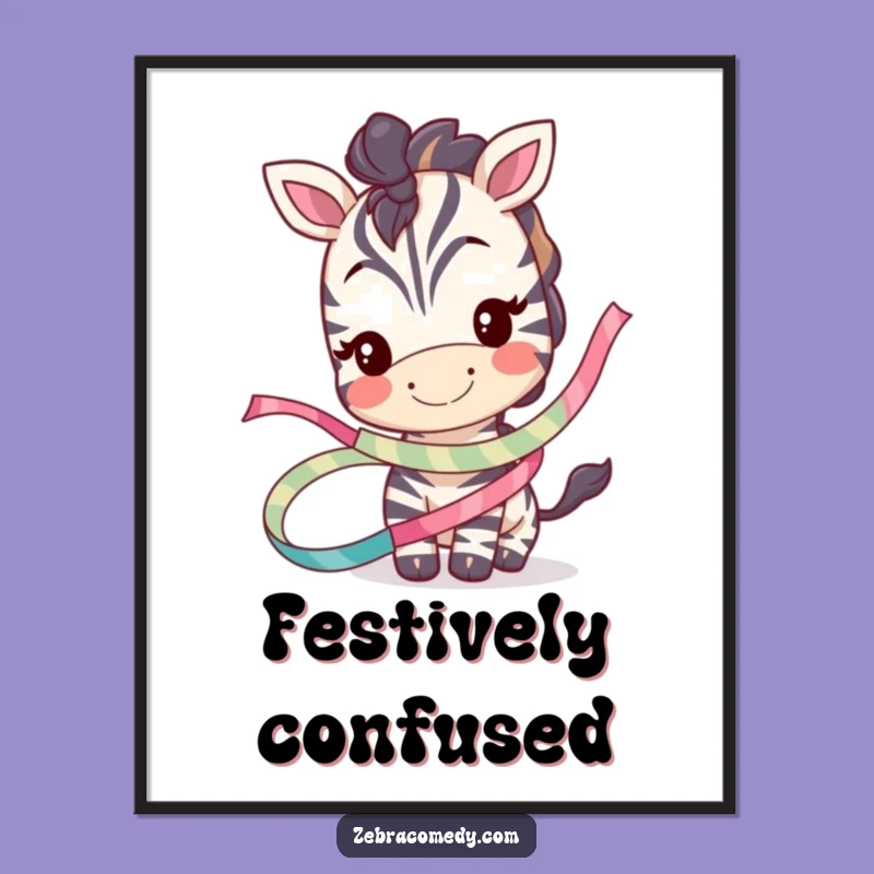 Funny Zebra Ribbon Poster: Decorate with Whimsy, Wonderful Funny Gift!