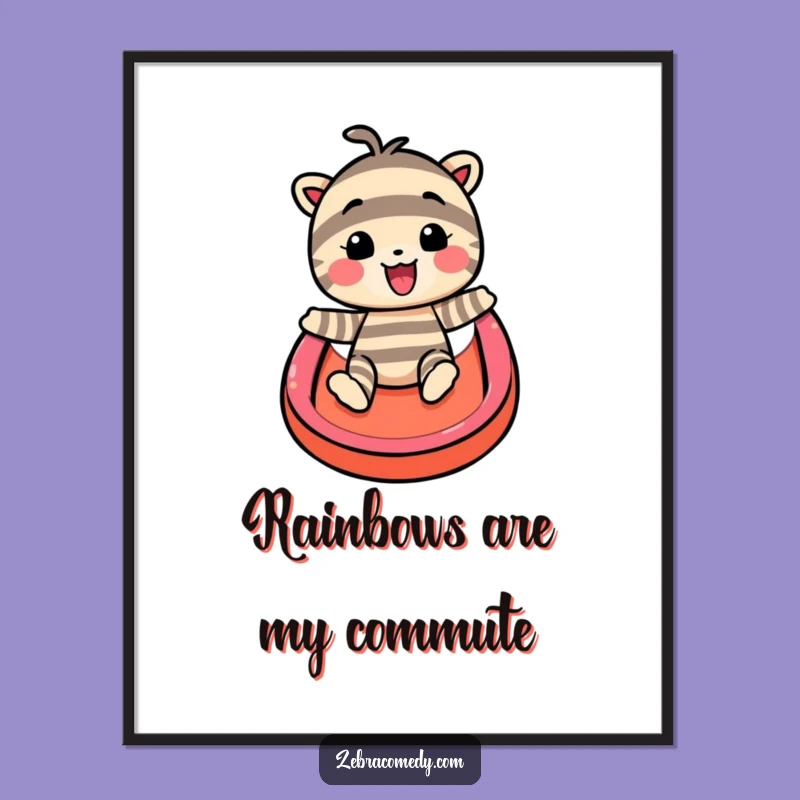 Funny Striped Character Rainbow Slide Poster: Vibrant Wall Art for a Cheerful Home