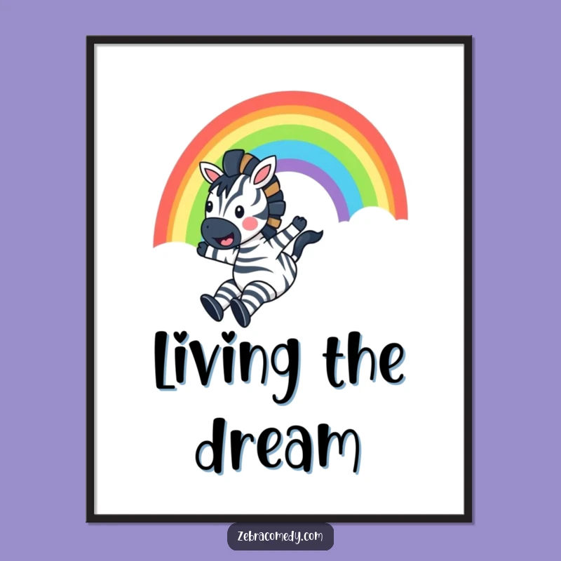 Funny Zebra Rainbow Slide Poster: Vibrant Wall Art, An Uplifting Funny Gift for Any Space